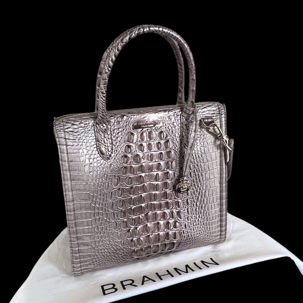 Brahmin Caroline Silver Lining Melbourne Satchel NWOT - Picture 4 of 15
